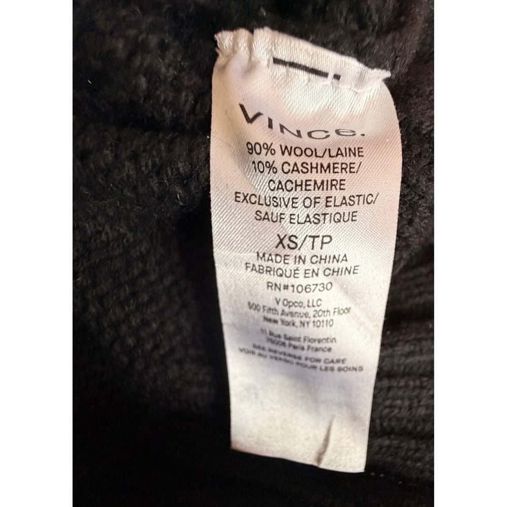 Vince Wool Cashmere Mock Neck Sweater Womens Cropped Raglan Knit Black XS - Picture 7 of 7
